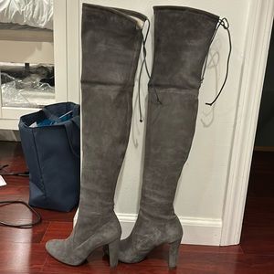 Stuart Weitzman Charcoal Suede Over the Knee Boots